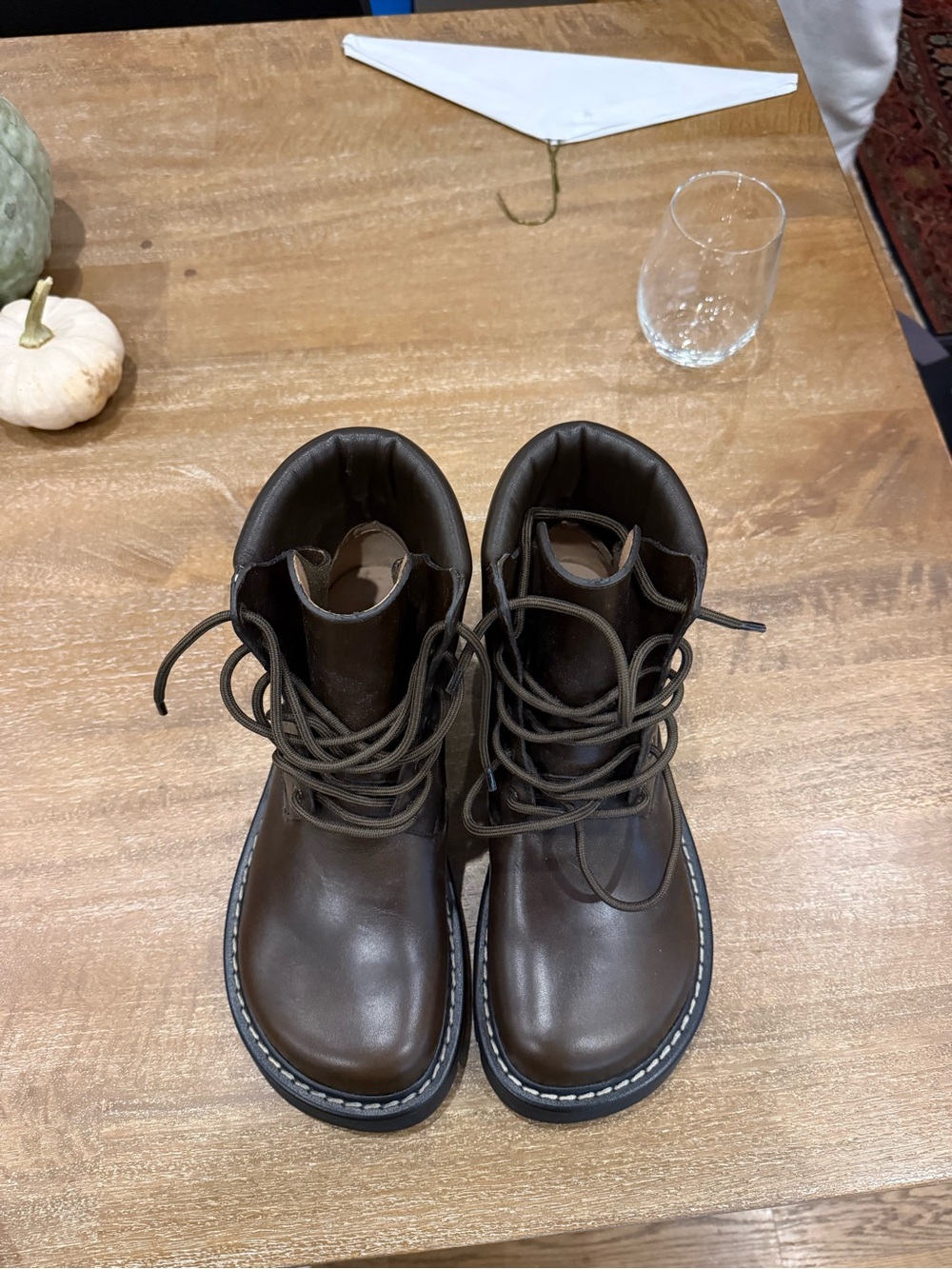 Loewe Men’s Sierra Brown Leather Lug-Soled Ankle Boots - Picture 3 of 5